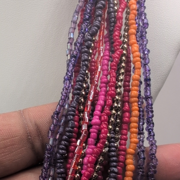 Chicos Purple and Pink Multi-Strand Necklace with Cascading Effect - Picture 5 of 9